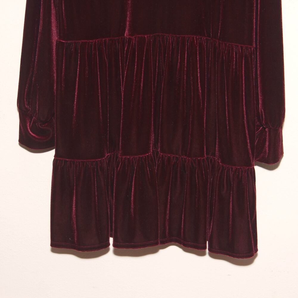 1. State Stretch Velvet Tiered V-neck Dress Size XL Long Sleeve - Picture 7 of 9